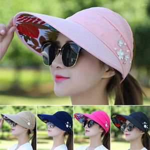 Chapeaux à large bord femmes dames pliable Anti-UV visière casquettes décontracté casquette de plage chapeau de soleil