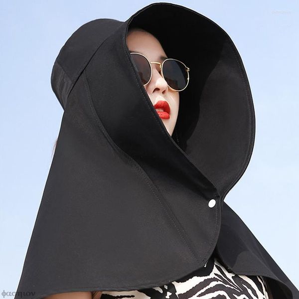 Chapeaux à large bord femmes grand chapeau de soleil Upf 1000 seau casquette avec rabat de cou Protection complète Anti-uv lavable plage 2023 été Cool