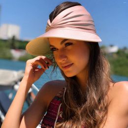 Large Brim Chapeaux Femmes Vide Top Hat Sun Outdoor Dames Designer Resting Beach Face Floppy Femmes pour l'été