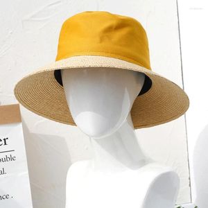 Sombreros de ala ancha Sombrero de mujer Moda Pescador Verano Viaje Protector solar Cubierta Cara Sol Playa Mujeres Gran Diseñador Paja