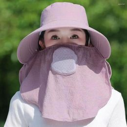 Chapeaux à bord large chapeau de protection solaire en plein air pour femmes avec masque de cou d'été UV bourfable randonnée de randonnée confortable