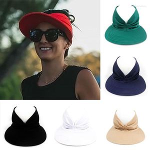 Chapeaux à large bord Femmes Summer Sunshade Vide Top Hat Sun Candy Couleur Doux Respirant Vélo Sandy Beach Sports de plein air Accessoires