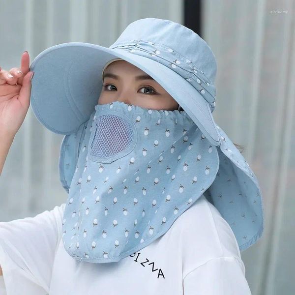 Chaps à bord large chapeau de soleil pour femmes Summer Edge Suncreen Cycling Face Mask Protection Sunshade Breathable Beach