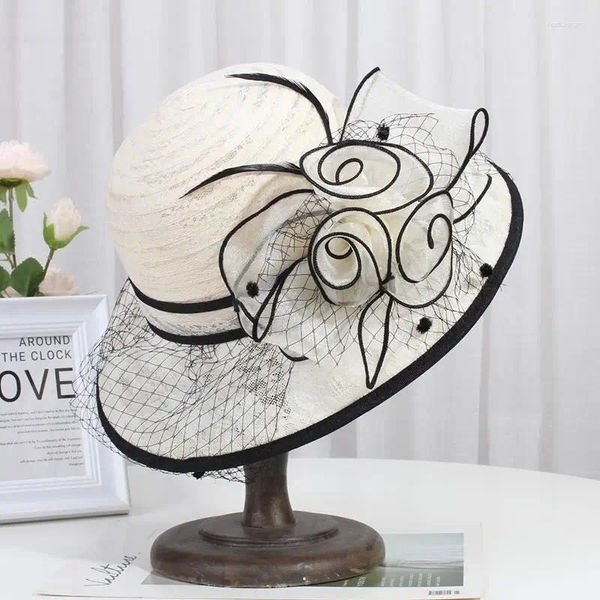 Sombreros de ala ancha para mujer Primavera Verano Fahsion Sun Big Vintage Lace Flower Pot Hat Girls Mesh Visors Bucket Trendy Fedoras French