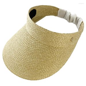 Chapeaux à large bord femmes chapeau de paille haut ouvert conçu plage vacances accessoire goutte