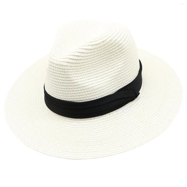 Chapeaux à large bord femmes chapeau de paille UV pliable couleur unie ultra-léger pour la photographie de voyage en plein air