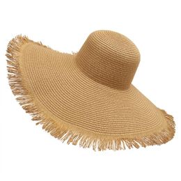 Cappelli a tesa larga da donna in paglia da sole berretti grandi da ragazza cappello Panama da spiaggia berretto da spiaggia femminile lavorato a maglia bordo vivo per le vacanzeWide