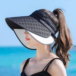 Brede rand hoeden vrouwen zomer opvouwbare anti-uv strandhoed vaste kleur rekbare grote zon dames zonnebrandcrème vrouwelijke reiskappen