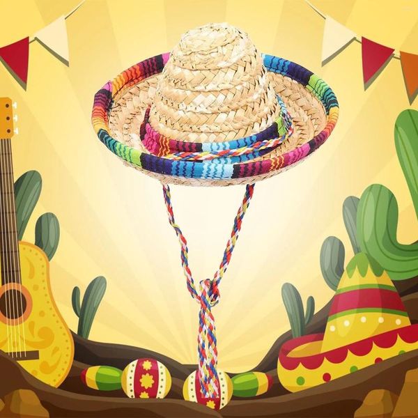 Chapeaux à bord large femmes Summer Homme et style Mexican Paille Craft ethnique Grand Soleil Brimd Men