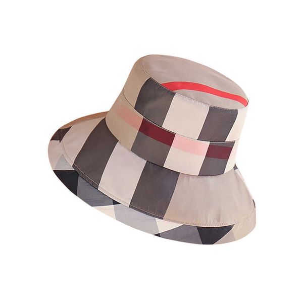 Chapeaux à larges bords Femmes Summer Plaid Pliant Seau Chapeau pour la plage Vacances Lady Spring Bowler Sun Protection Cap Classic Headgear Nouveau en gros G230323