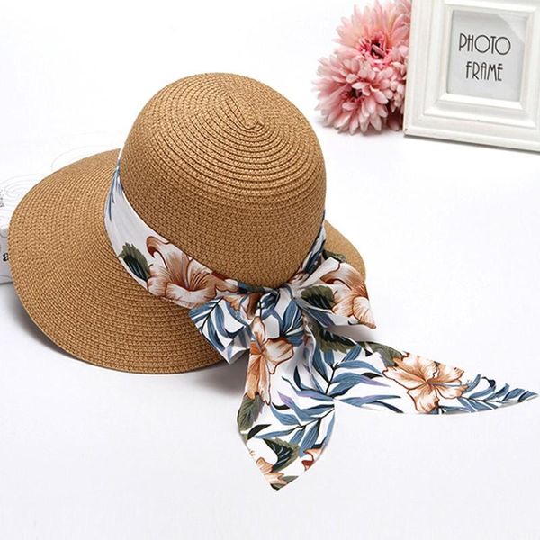 Sombreros de ala ancha Sombrero de paja de verano para mujer Sombrero de playa plegable para el sol Gorra enrollable UPF 50 Gorras Mujer S