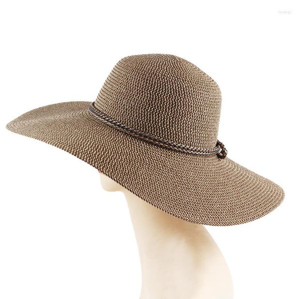 Sombreros de ala ancha, sombrero de paja de verano para mujer, gorra plegable plegable para la playa, gorra enrollable Uv UPF 50