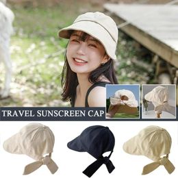 Chapeaux à bord large femmes Summer Sunhat Coton Big Bet Bucket Hat de protection pêcheur pliable CAP PLAQUE PANAMA SUN A1Z7