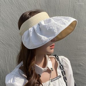 Brede rand hoeden dames zon hoed dubbele zijde dragen dames zomervaart panama cap mode dames shell vorm lege top