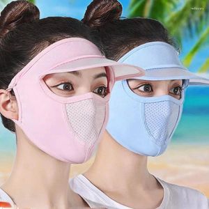 Chapeaux à bord large femmes Fime Thin Breathable Silk Scred Screon Long Necy Full Face Mask Summer UV Protection Cycling Outdoor Beach Sun Sun