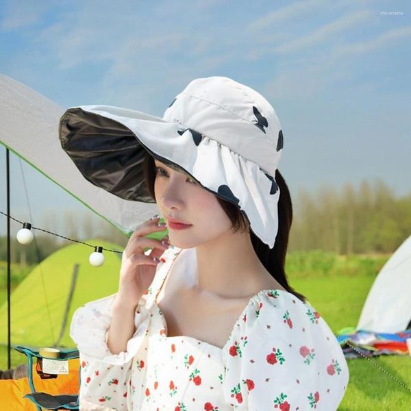 Chapeaux à bord large femmes de voyage de voyage papillons imprimées vides haut de soleil d'été