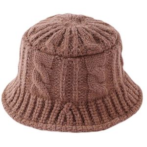 Chapeaux à large bord femmes hiver gros câble tricot seau chapeau couleur unie torsion rayure pêcheur casquette H7EF