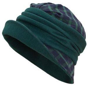 Brede rand hoeden dames 1920s flappers vintage stijl tartan plaid wol blend cloche emmer a501