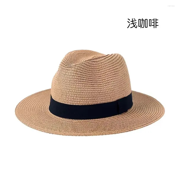 Hombras anchas para mujer Hombo de paja Panamá Fedora Fedora Summer Beach Sun upf para mujeres