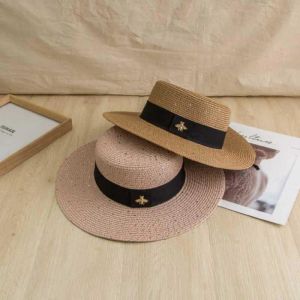 Sombreros de ala ancha Sombrero de paja para mujer Damas Abeja Arco Excursión de verano Protector solar Sombrilla Europea y americana Retro Ocio Sombreros de playa equipados