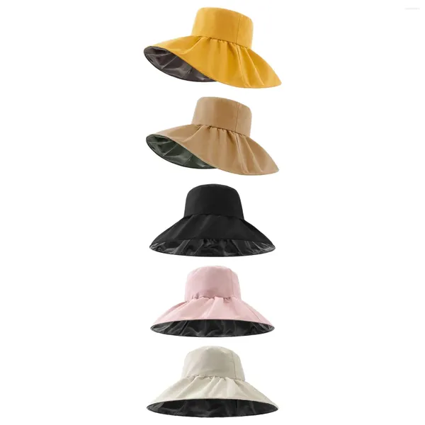 Sombreros de ala ancha Sombrero para el sol para mujer Protección de la playa Pesca de verano con correa para la barbilla Cubo para acampar Navegación al aire libre