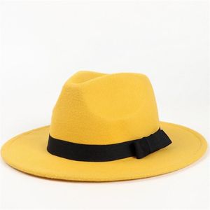 Brede rand hoeden wol fedora hoed unisex top heer voelde elegante vrouwen jazzcaps