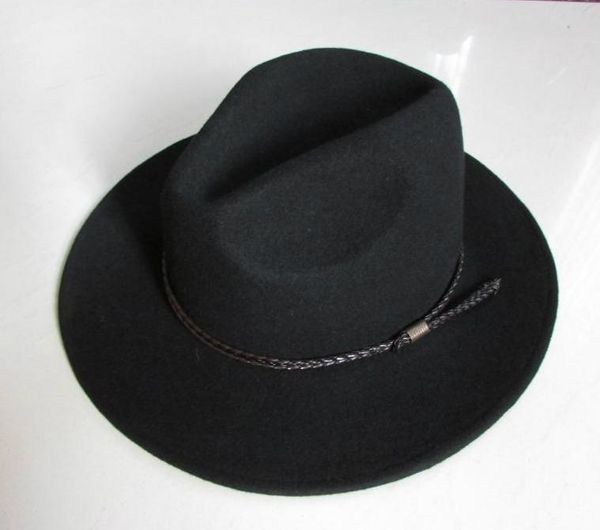 Chapeaux à large bord laine imperméable Fedoras chapeau hommes infroissable chevalier équestre Cowboy casquette Gentleman B-8121