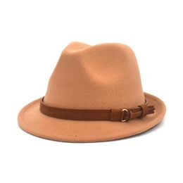 Sombreros de ala ancha Sombrero de lana Sombrero de mujer y hombres Inglés Harajuku Simple Jazz Fedora Women254x