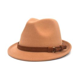 Sombreros de ala ancha Sombrero de lana Sombrero de mujer y hombres Inglés Harajuku Simple Jazz Fedora Women237B
