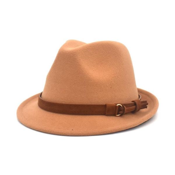 Chapeaux à large bord Chapeau haut de laine pour femmes et hommes anglais Harajuku Simple Jazz Fedora Women349f