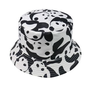 Brede rand hoeden xaybzc schattige cartoongigant panda kat dubbelzijdige bassin hoed mannen en vrouwen zoete dier visser cap p230311