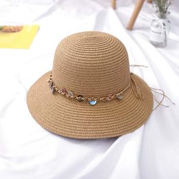 Chapeaux à large bord XEONGKVI Accessoires européens Décorations Parent-enfant Soleil Été Marque Plage Paille Pour Femmes Fille Eger22