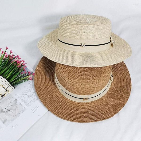 Sombreros de ala ancha Yifei Mismo cristal Jazz Mujeres grandes Cubo Playa Sol Verano Protector solar Gorra de paja al aire libre