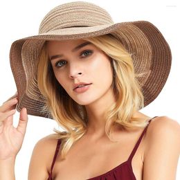 Cappelli a tesa larga Zecmos Fashion Elegante Cappello da sole Donna Casual Paglia Ladies Summer Beach Visiera grande