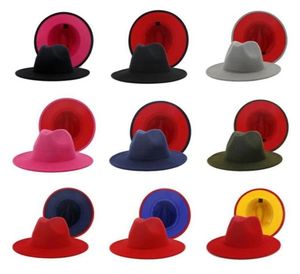 Brede rand paars patchwork kerk derby hoge hoed panama vilt fedora hoed voor vrouwen mannen kunstmatige wol jazz cap 202185060839292112