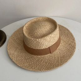Largeur paille Fedora chapeau ruban groupe de plage de plage de plage file