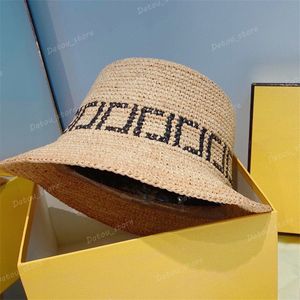 Brede rand hoeden vrouwen luxe designer emmer hoeden hoogwaardige letter strathat gras vlecht petten voor mannen dames casquette mutsen bifpv