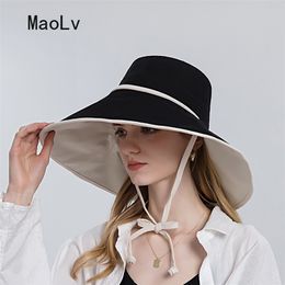 Chapeau de soleil à large bord été femmes chapeaux dames plage visière chapeau Panama mode chapeaux pour femmes casquette de protection solaire UV anti seau chapeau 220519