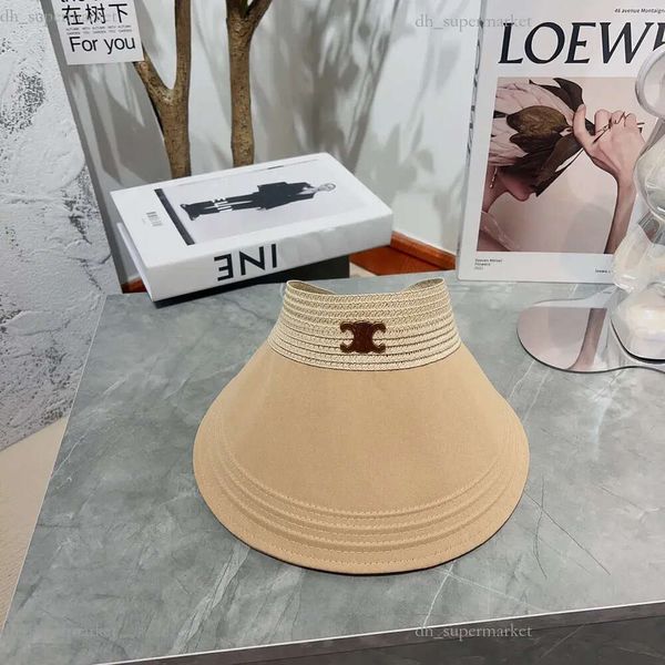 Sombreros de ala ancha para el sol, gorra clines, sombrero vacío de moda de diseñador, viseras de verano, sombrero de paja ajustable para mujer, sombrero de playa plegable