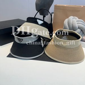 Brede rand emmer hoed strohoed voor mannen vrouwen zomer lege top zonbescherming hoed ontwerper driehoek hoed buiten reizen zonnescherm hoed