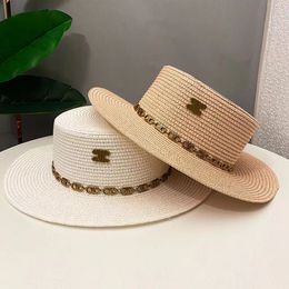 Wide-rand designer Dames strand handgemaakte stro gevlochten Panama zomerreizen vintage hoeden