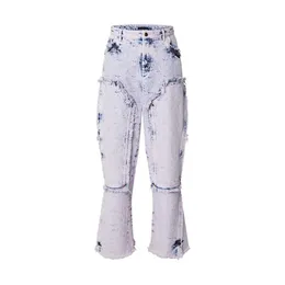 Pantalon de charpentier large avec franges printemps automne jeans pour hommes marque vêtements mode mâle denim pantalon de haute qualité élastique hommes denim pantalon 8587