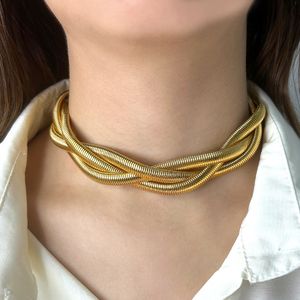 large or personnalisé rétro cou collier court collier minimaliste femmes en acier inoxydable faible élastique clavicule chaîne bijoux colliers pour femmes cool
