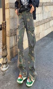 Pantalon Cargo à jambes larges pour hommes, mode Camouflage, poches latérales, jogging de sport, rétro décontracté, ample et évasé, 4026427