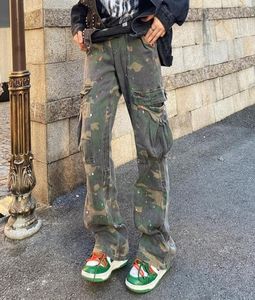 Pantalon de fret à jambe large pour hommes Camouflage de camouflage pochets de sport joggers femmes rétro occasionnelle pantalon évasé 4117699