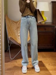 Jean à jambes larges pour femmes, pantalon coréen, taille haute, polyvalent, Slim, haute couleur claire, pantalon Slam au sol, été 2023, automne 240124