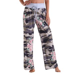 Pantalons à jambes larges Pantalons Fleurs Floraux Palazzo Capris Camo Camo Plaid Stripe Stripe Fitness Fitness Yoga Pantalons Lady Sport Long Long Culotte Casual Baggy 40 couleurs BE8017