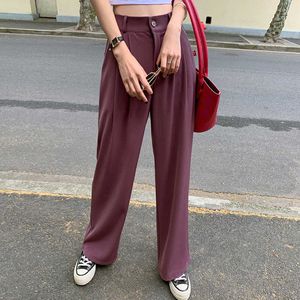 Wide poot broek vrouwen aankomst losse straatwear Koreaanse stijl mode zwarte hoge taille broek femme pantalon met zak 210625