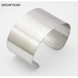 Breed mat zilver kleur manchet armband roestvrijstalen mode-sieraden voor vrouwen mannen q0717