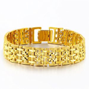 Montre plaquée or 24 carats pour hommes larges bracelets de chaîne à maillons NJGB043 mode hommes cadeau cadeau bracelet plaqué or jaune